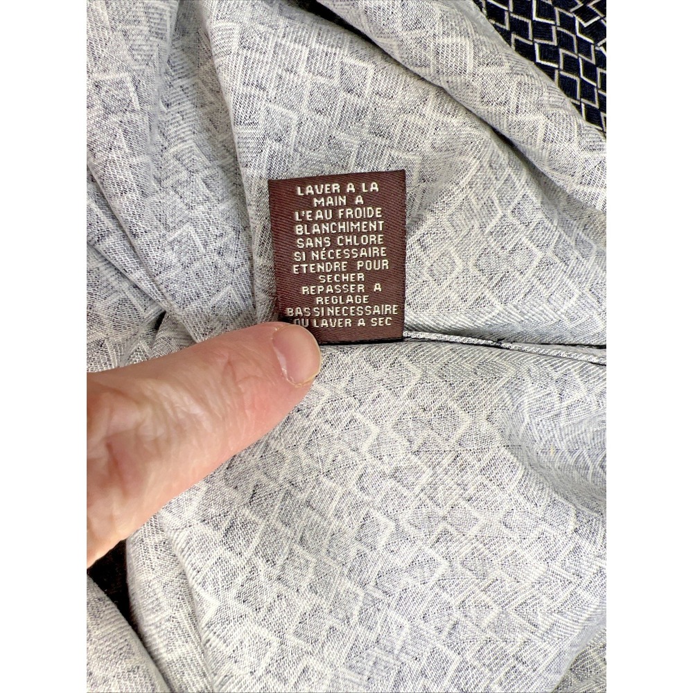 Toscano Silk Rayon Jacquard Shirt Men's Large Geometric Fleur‑de‑Lis NWOT - Picture 12 of 12